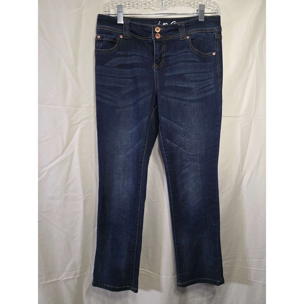 INC Denim Womens Jeans Straight Leg Regular Fit Crop Size 4P Dark Blue